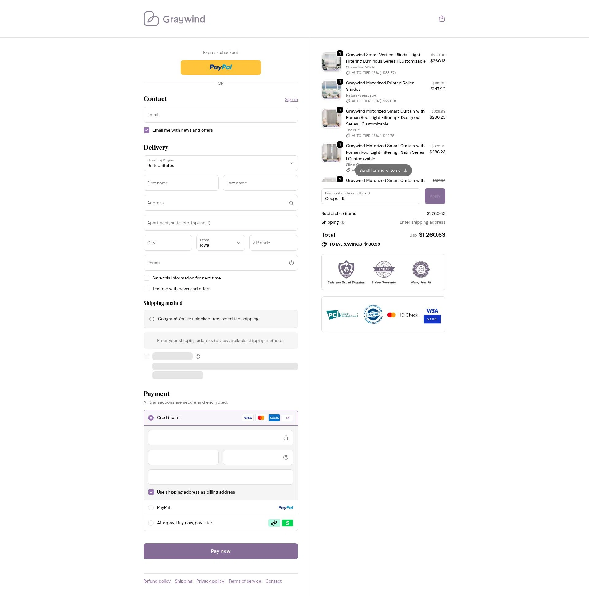 Graywind checkout page showing Graywind promo code box | Screenshot taken by SimplyCodes community member on Feb 6, 2026