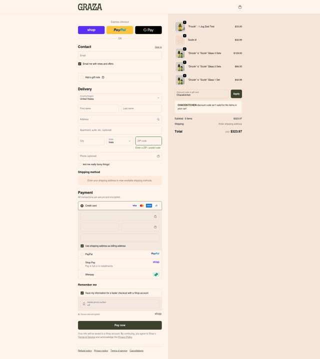 Graza checkout page showing Graza discount code box | Screenshot taken by SimplyCodes community member on Sep 23, 2025