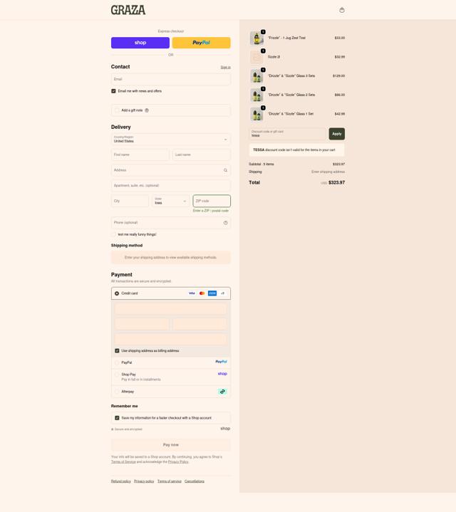 Graza checkout page showing Graza discount code box | Screenshot taken by SimplyCodes community member on Sep 23, 2025