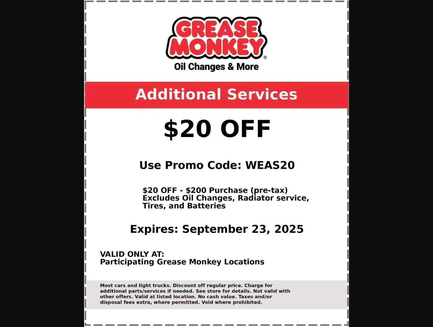 Grease Monkey Auto checkout page showing Grease Monkey Auto promo code box | Screenshot taken by SimplyCodes community member on Sep 9, 2025
