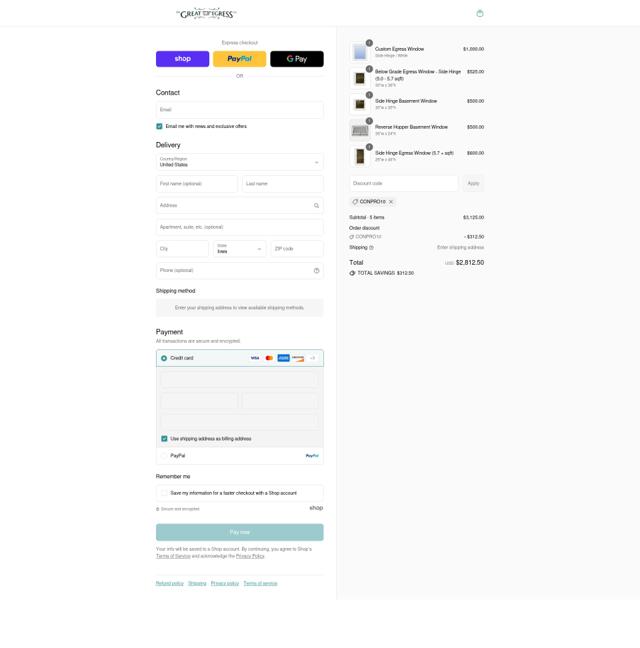 The Great Egress Co. checkout page showing The Great Egress Co. promo code box | Screenshot taken by SimplyCodes community member on Sep 6, 2025