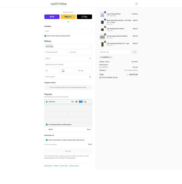 The Great Egress Co. checkout page showing The Great Egress Co. promo code box | Screenshot taken by SimplyCodes community member on Aug 29, 2025