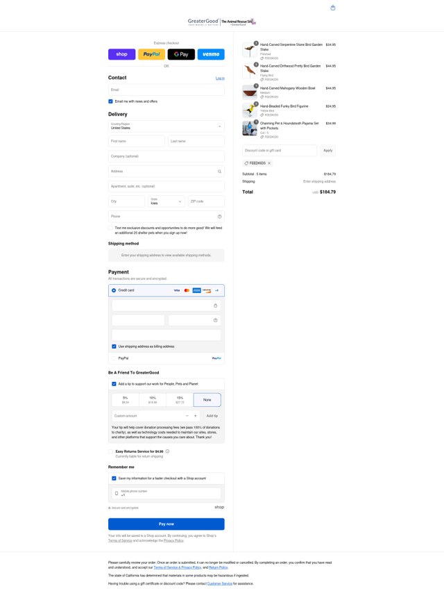 GreaterGood checkout page showing GreaterGood coupon code box | Screenshot taken by SimplyCodes community member on Sep 7, 2025
