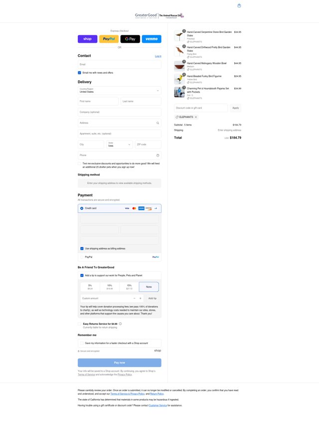 GreaterGood checkout page showing GreaterGood coupon code box | Screenshot taken by SimplyCodes community member on Sep 7, 2025