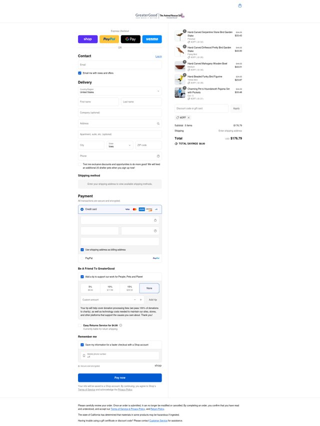 GreaterGood checkout page showing GreaterGood coupon code box | Screenshot taken by SimplyCodes community member on Sep 7, 2025