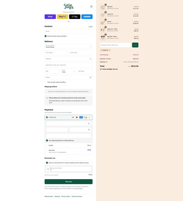 Great Jones checkout page showing Great Jones discount code box | Screenshot taken by SimplyCodes community member on Sep 1, 2025