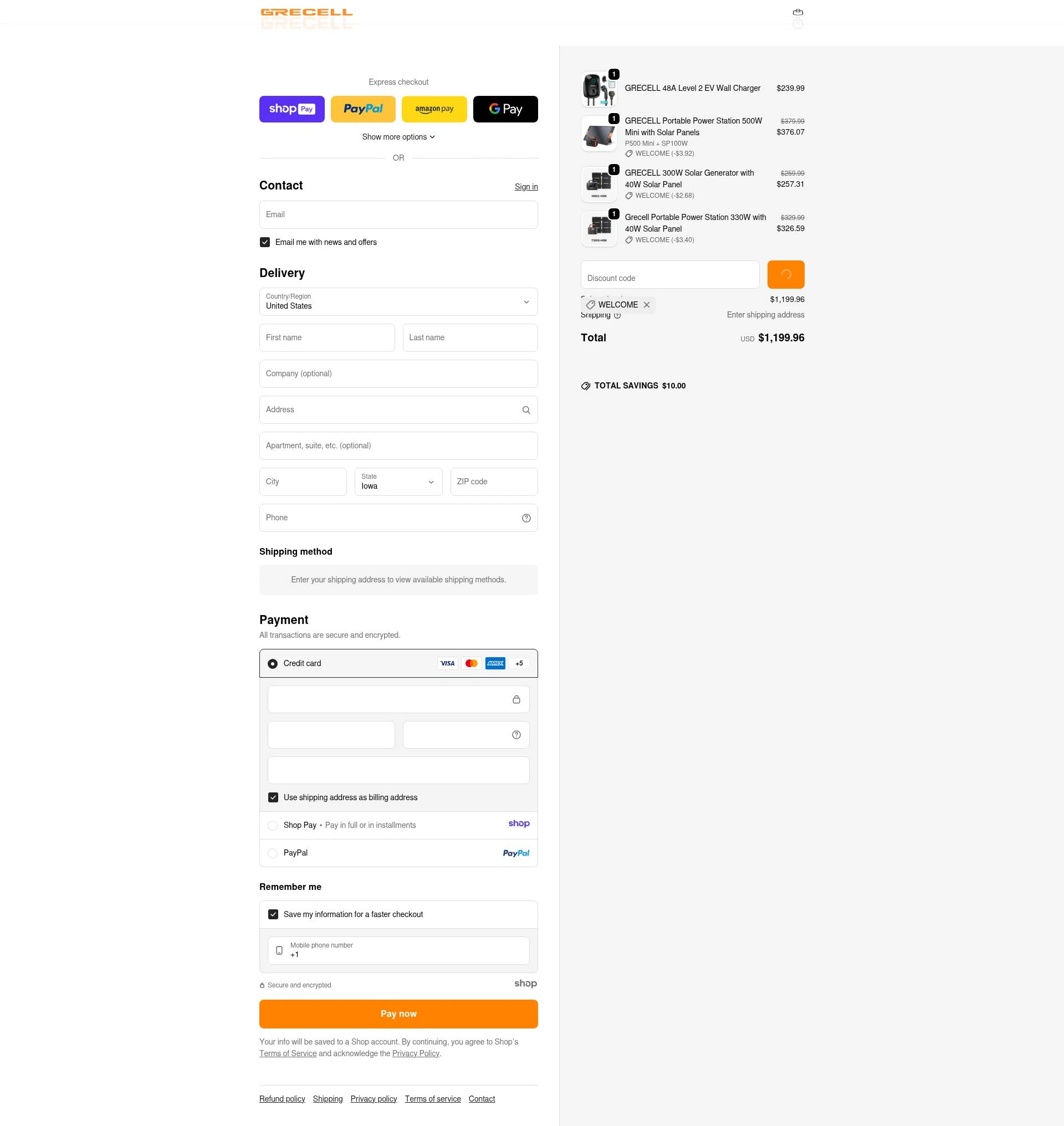GRECELL checkout page showing GRECELL discount code box | Screenshot taken by SimplyCodes community member on Jan 7, 2026