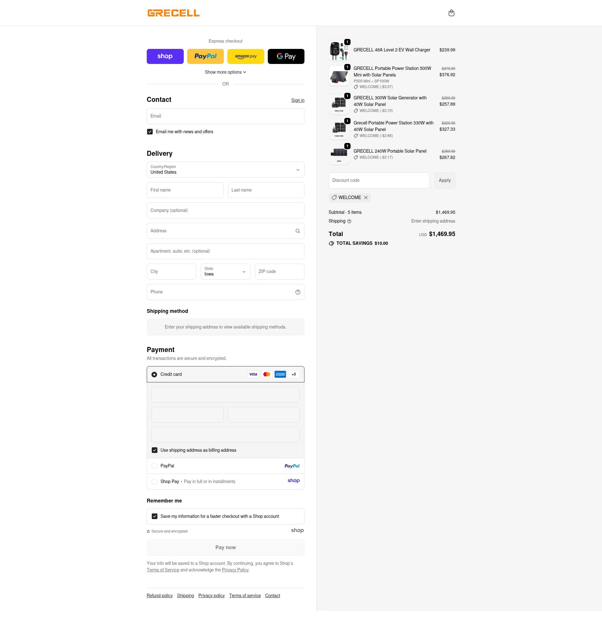 GRECELL checkout page showing GRECELL discount code box | Screenshot taken by SimplyCodes community member on Dec 10, 2025