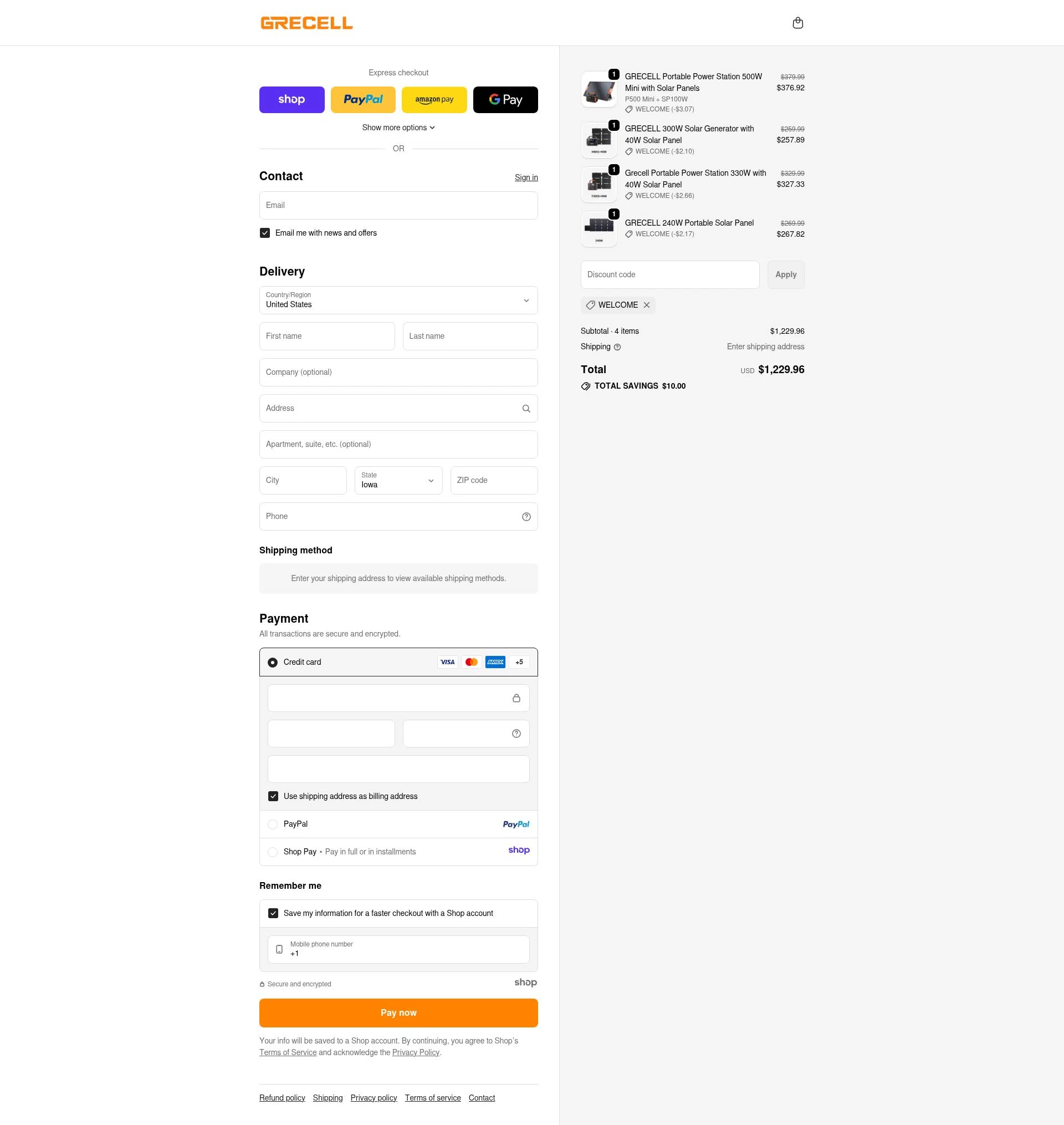 GRECELL checkout page showing GRECELL discount code box | Screenshot taken by SimplyCodes community member on Dec 5, 2025