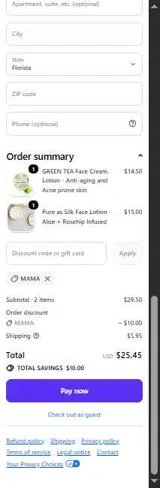 MAMA coupon verification screenshot