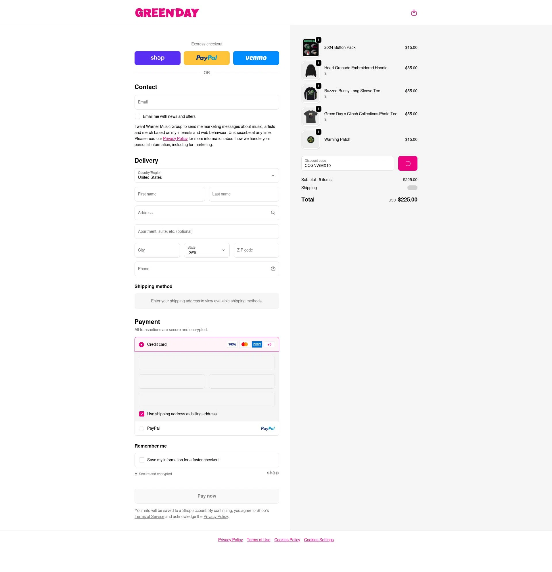 Green Day checkout page showing Green Day discount code box | Screenshot taken by SimplyCodes community member on Jan 24, 2026