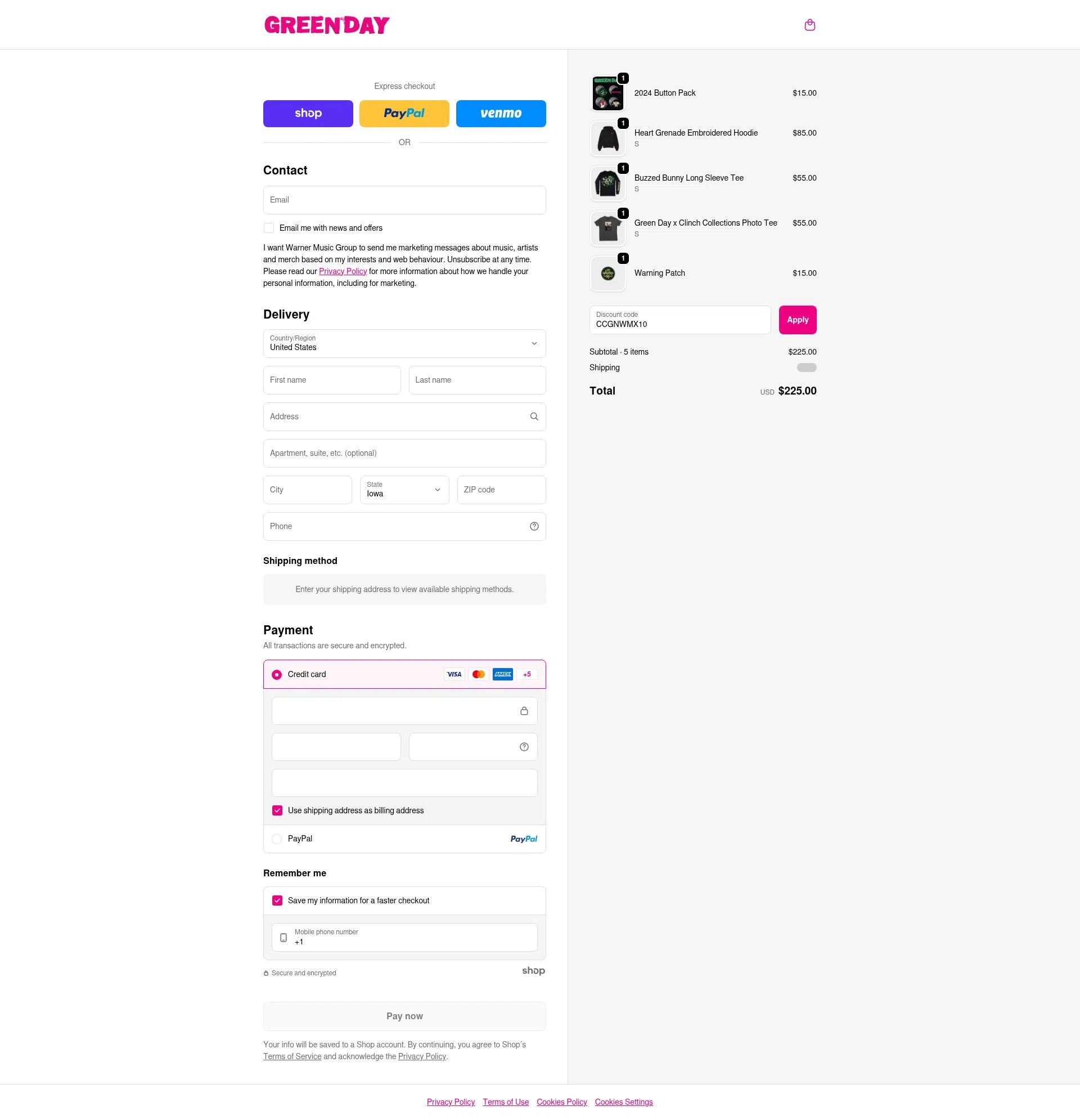 Green Day checkout page showing Green Day discount code box | Screenshot taken by SimplyCodes community member on Jan 29, 2026
