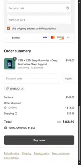 10VEMO coupon verification screenshot