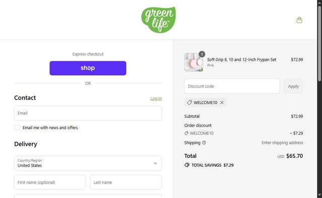 GreenLife checkout page showing GreenLife promo code box | Screenshot taken by SimplyCodes community member on Sep 2, 2025