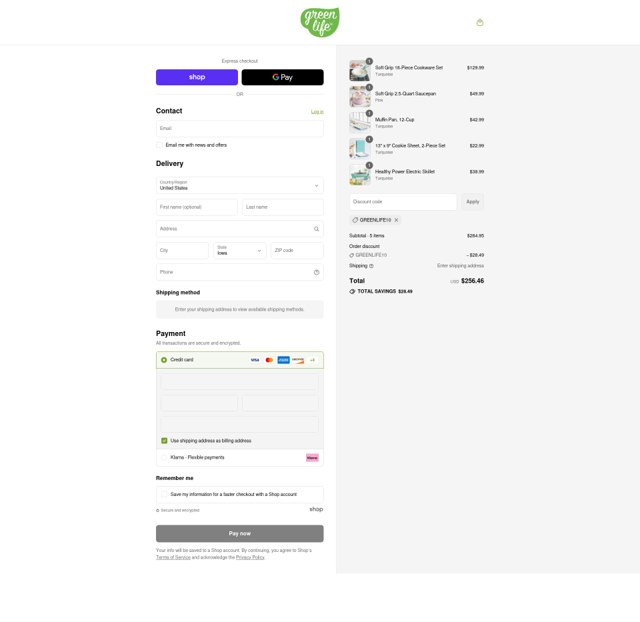 GreenLife checkout page showing GreenLife promo code box | Screenshot taken by SimplyCodes community member on Sep 5, 2025