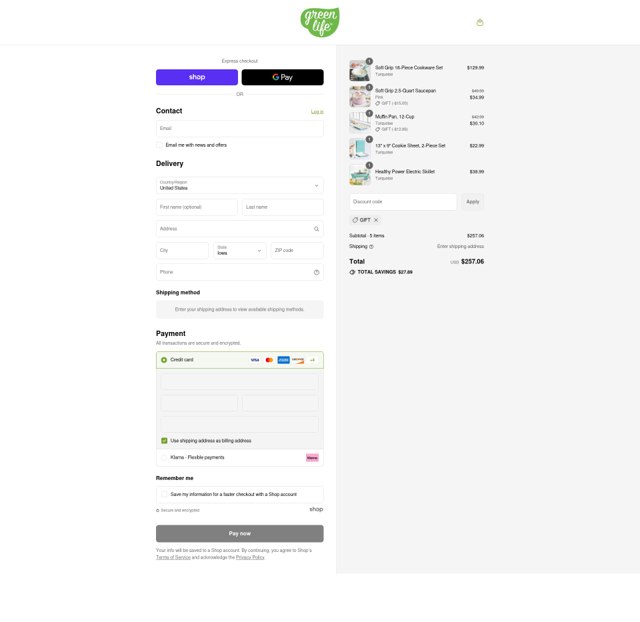 GreenLife checkout page showing GreenLife promo code box | Screenshot taken by SimplyCodes community member on Sep 5, 2025