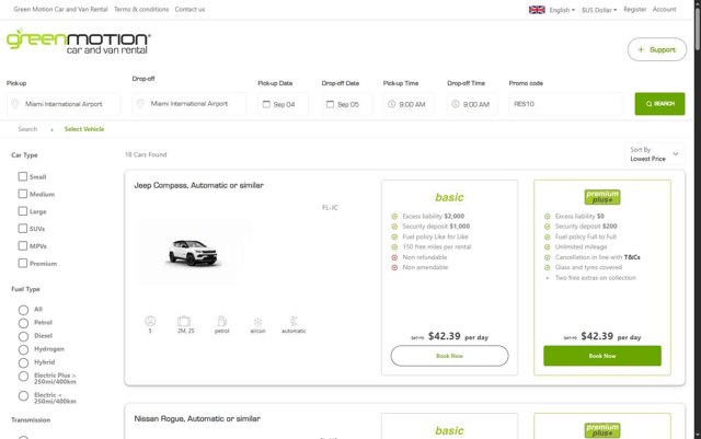 GreenMotion checkout page showing GreenMotion promo code box | Screenshot taken by SimplyCodes community member on Sep 3, 2025