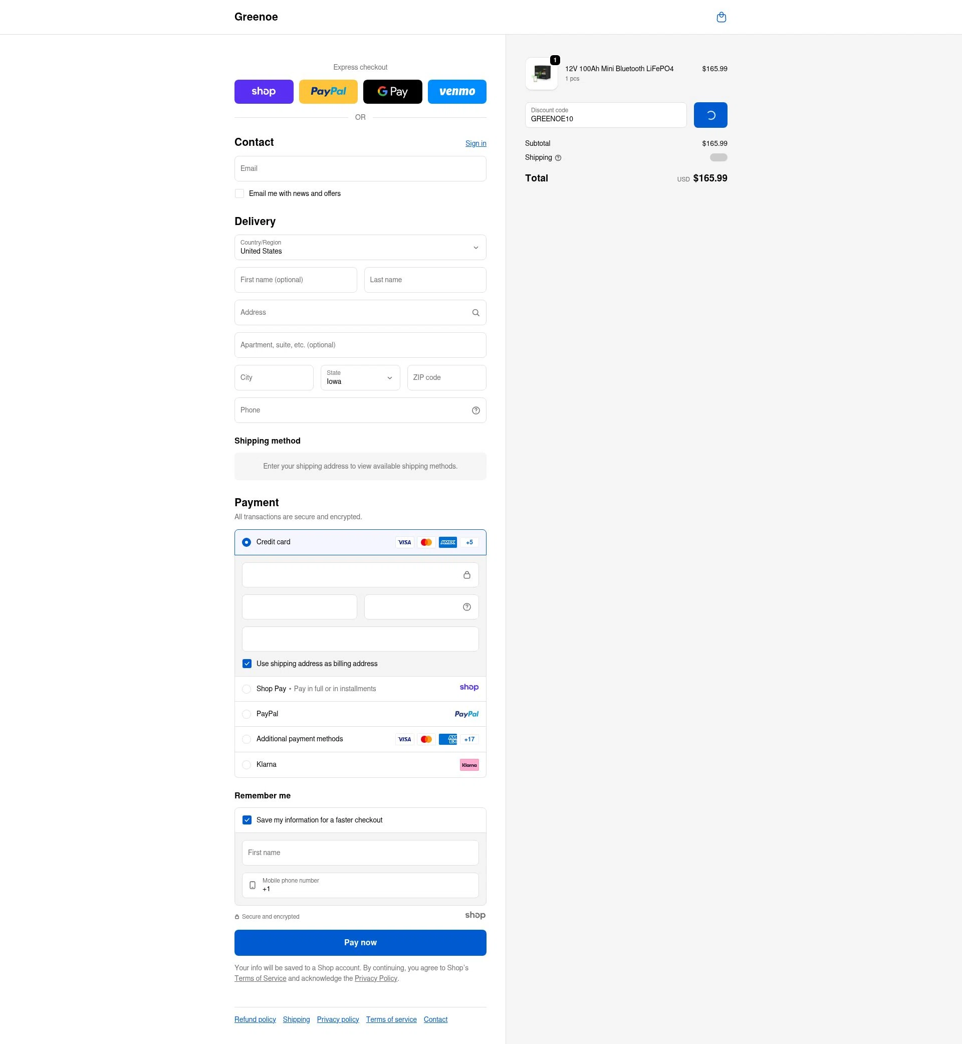 GreenOE Power checkout page showing GreenOE Power promo code box | Screenshot taken by SimplyCodes community member on Dec 20, 2025