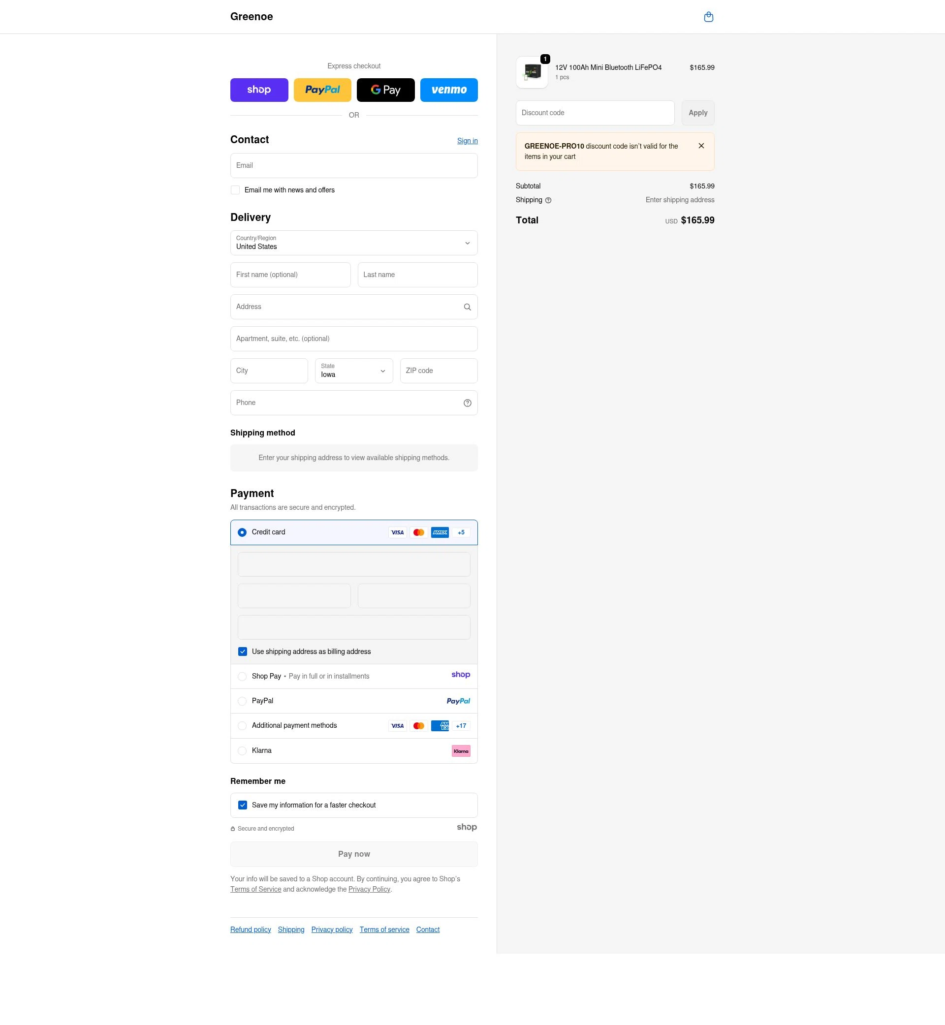 GreenOE Power checkout page showing GreenOE Power promo code box | Screenshot taken by SimplyCodes community member on Dec 25, 2025