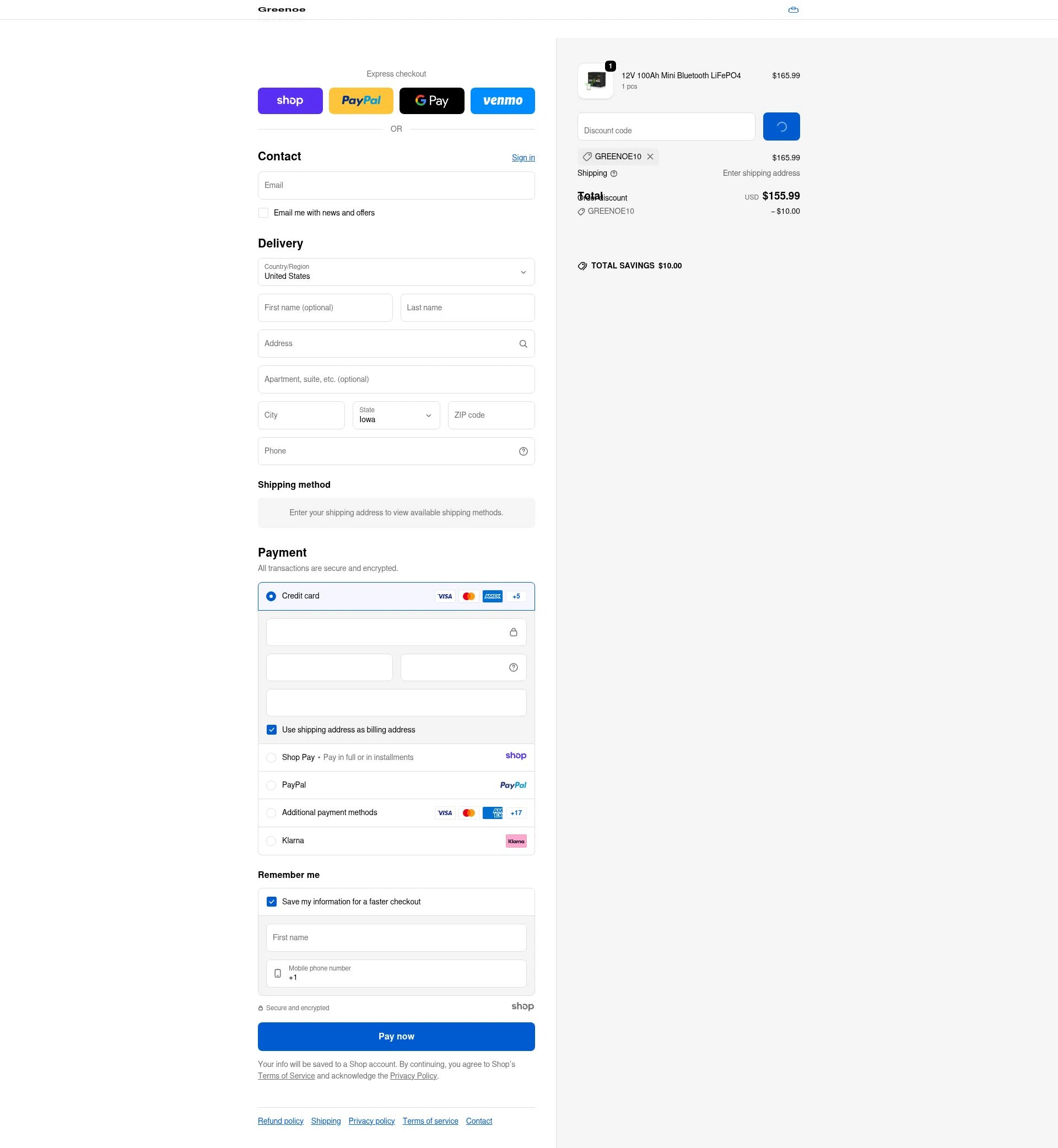 GreenOE Power checkout page showing GreenOE Power promo code box | Screenshot taken by SimplyCodes community member on Dec 30, 2025