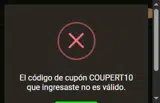 COUPERT10 coupon verification screenshot