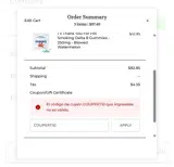 COUPERT10 coupon verification screenshot
