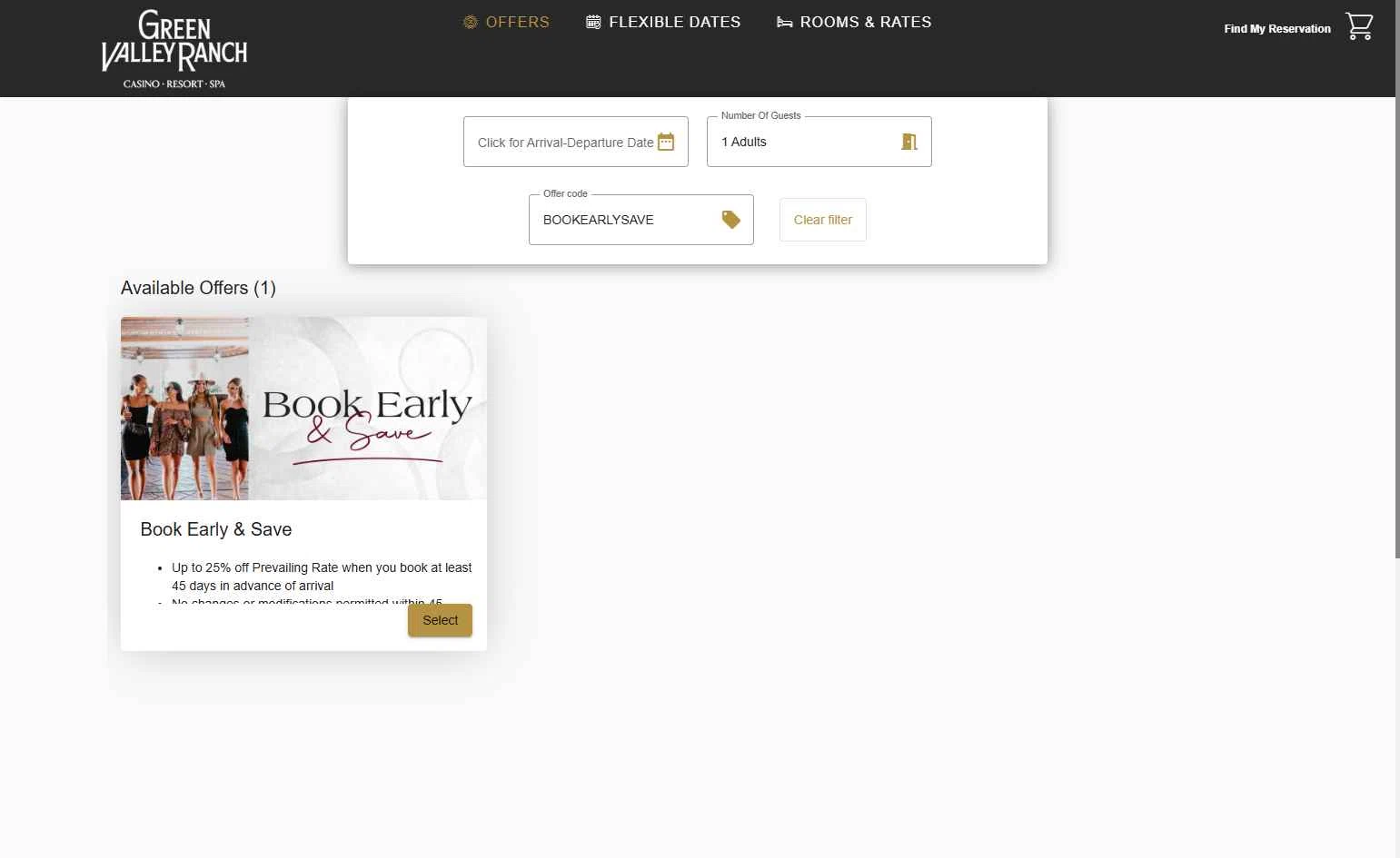 Green Valley Ranch checkout page showing Green Valley Ranch promo code box | Screenshot taken by SimplyCodes community member on Jan 8, 2026