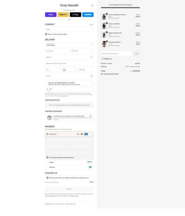 Grey Bandit checkout page showing Grey Bandit discount code box | Screenshot taken by SimplyCodes community member on Sep 11, 2025