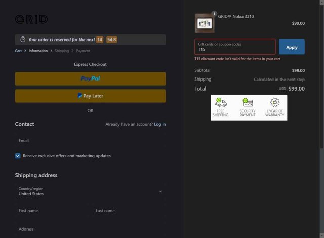 GRID Studio checkout page showing GRID Studio coupon code box | Screenshot taken by SimplyCodes community member on Aug 14, 2025