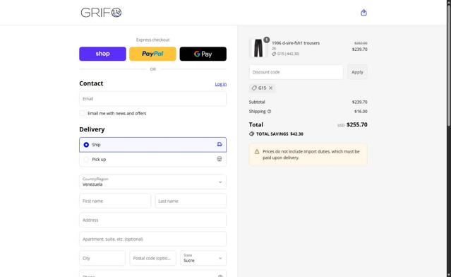 Grifo checkout page showing Grifo promo code box | Screenshot taken by SimplyCodes community member on Aug 13, 2025