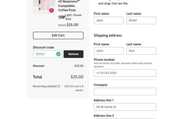 Grind checkout page showing Grind promo code box | Screenshot taken by SimplyCodes community member on Jul 2, 2025