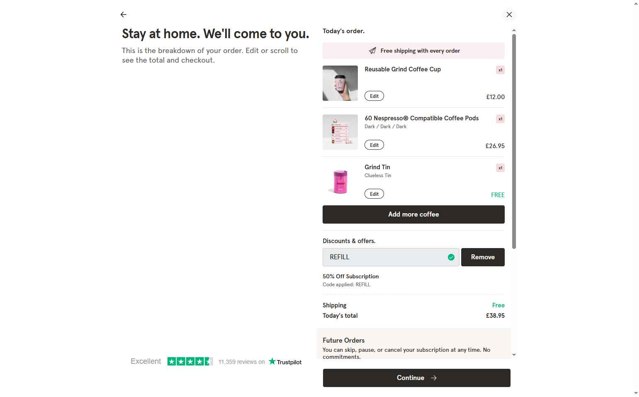 Grind checkout page showing Grind promo code box | Screenshot taken by SimplyCodes community member on Jun 22, 2025
