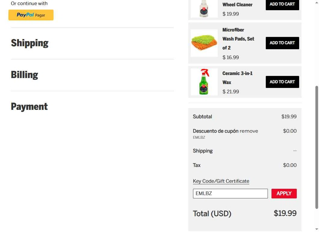 Griot's Garage checkout page showing Griot's Garage discount code box | Screenshot taken by SimplyCodes community member on Jan 26, 2026