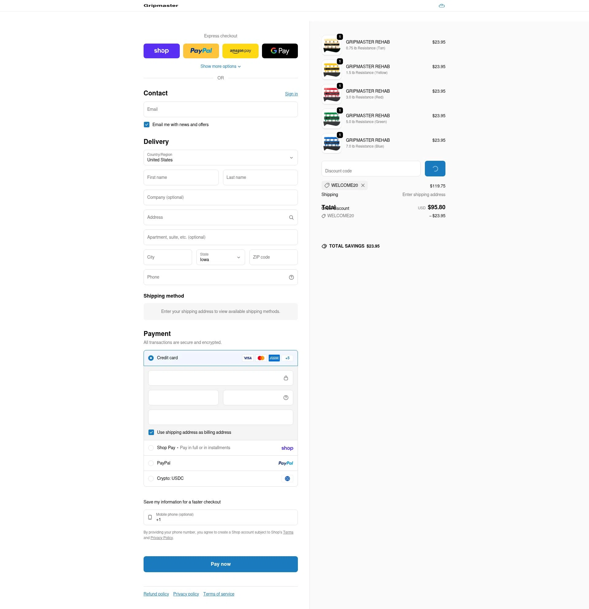 Gripmaster checkout page showing Gripmaster promo code box | Screenshot taken by SimplyCodes community member on Feb 5, 2026