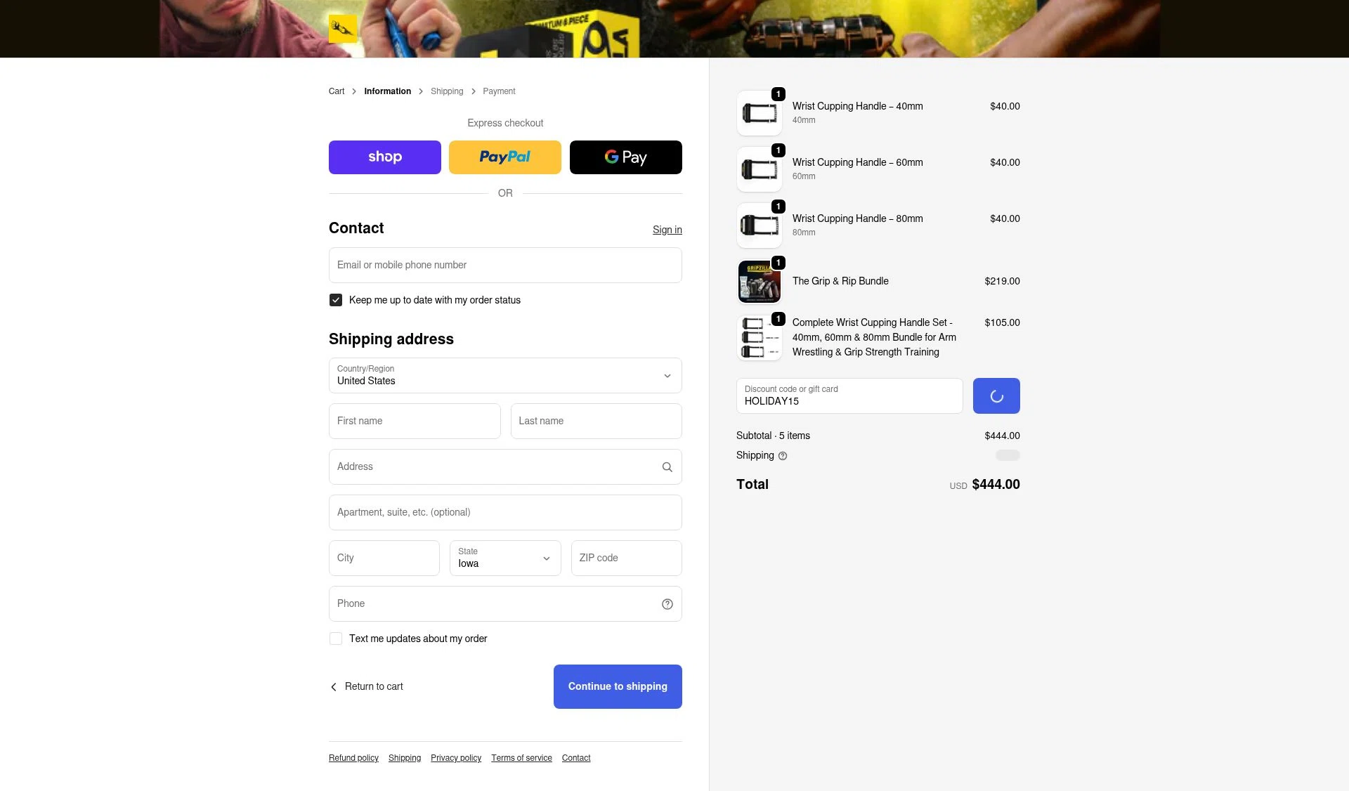 Gripzilla checkout page showing Gripzilla discount code box | Screenshot taken by SimplyCodes community member on Feb 5, 2026