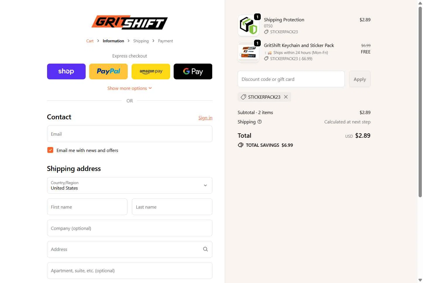 GritShift checkout page showing GritShift discount code box | Screenshot taken by SimplyCodes community member on Nov 10, 2025