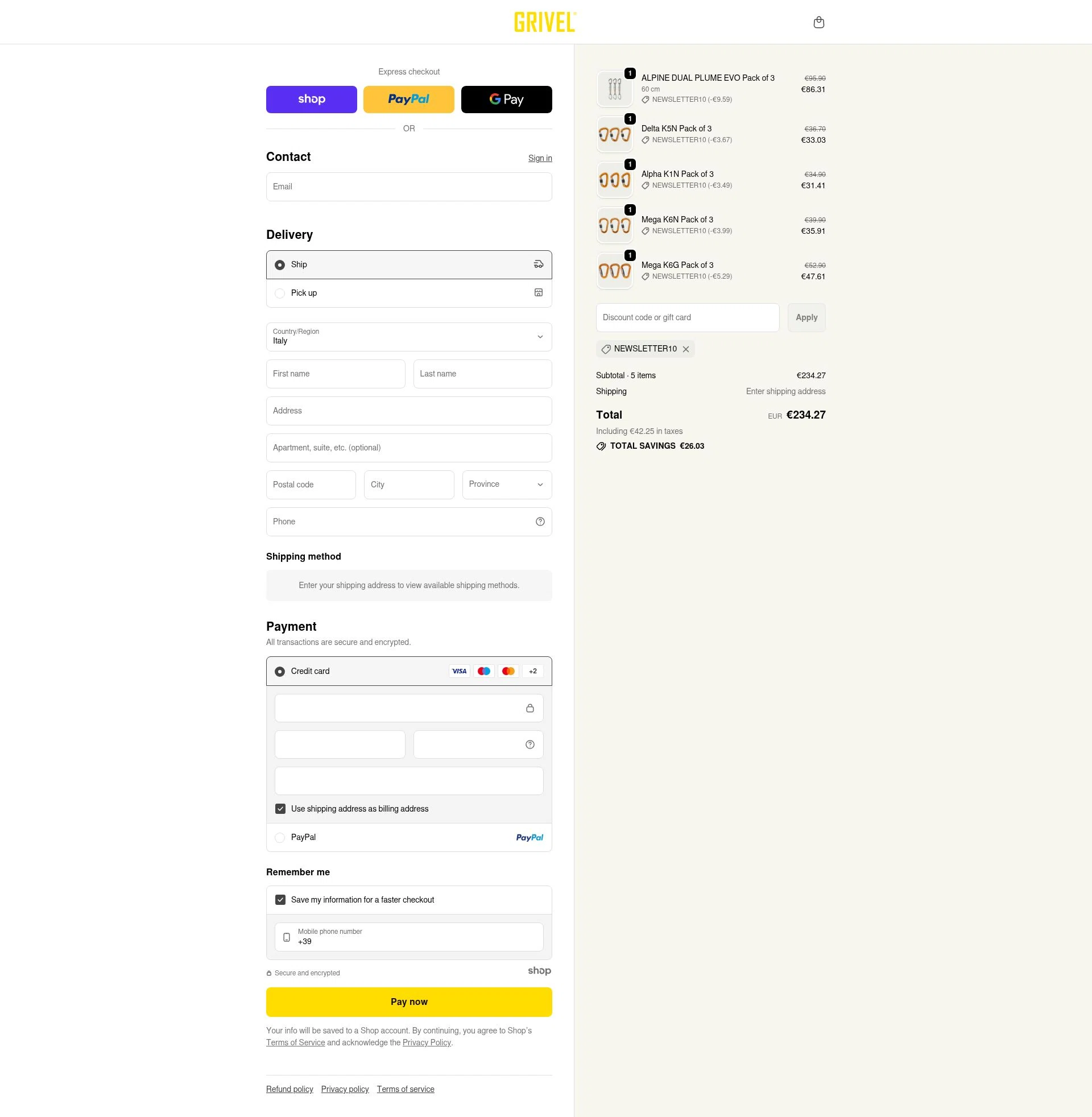 Grivel checkout page showing Grivel promo code box | Screenshot taken by SimplyCodes community member on Dec 15, 2025