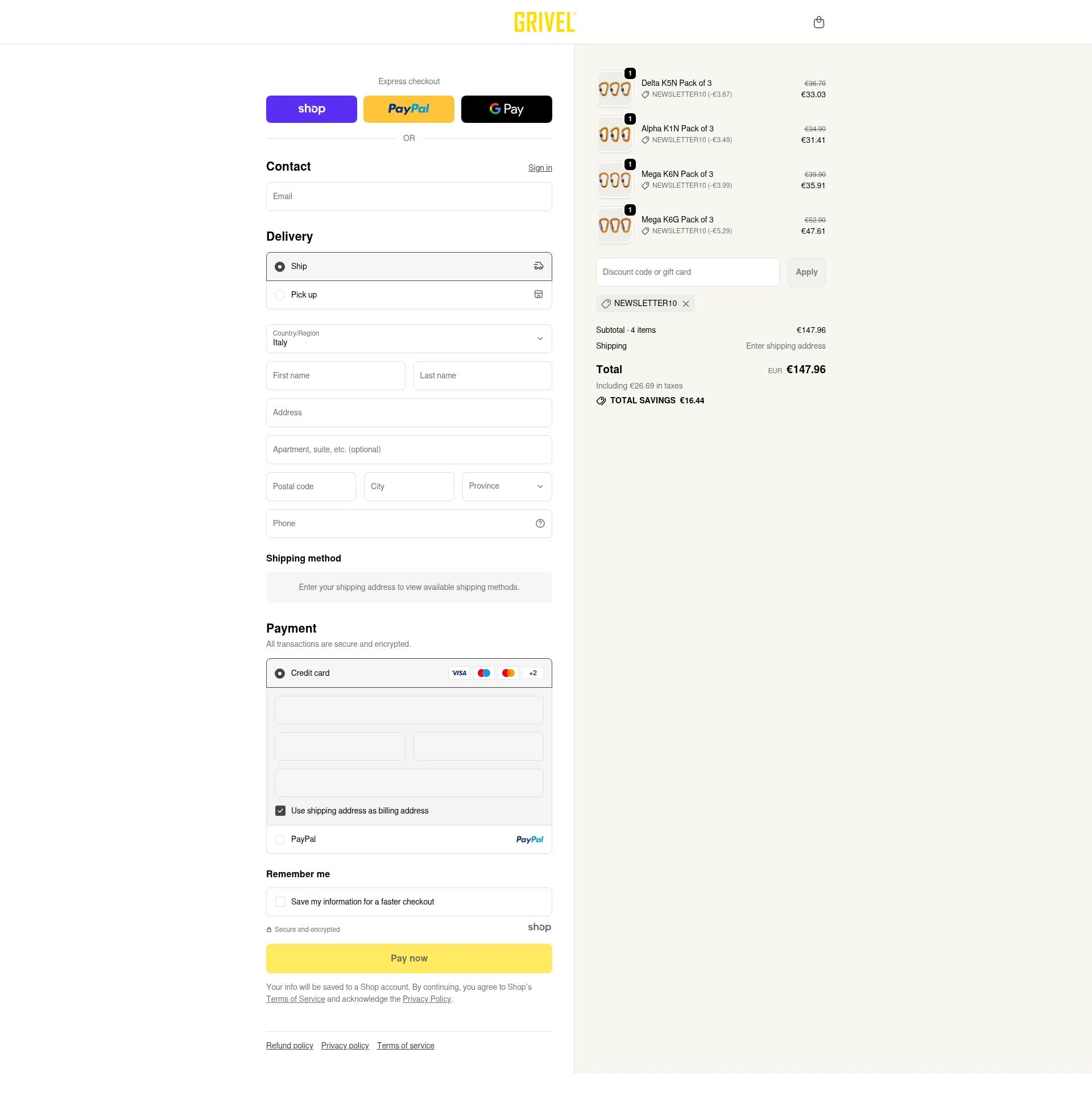 Grivel checkout page showing Grivel promo code box | Screenshot taken by SimplyCodes community member on Dec 27, 2025