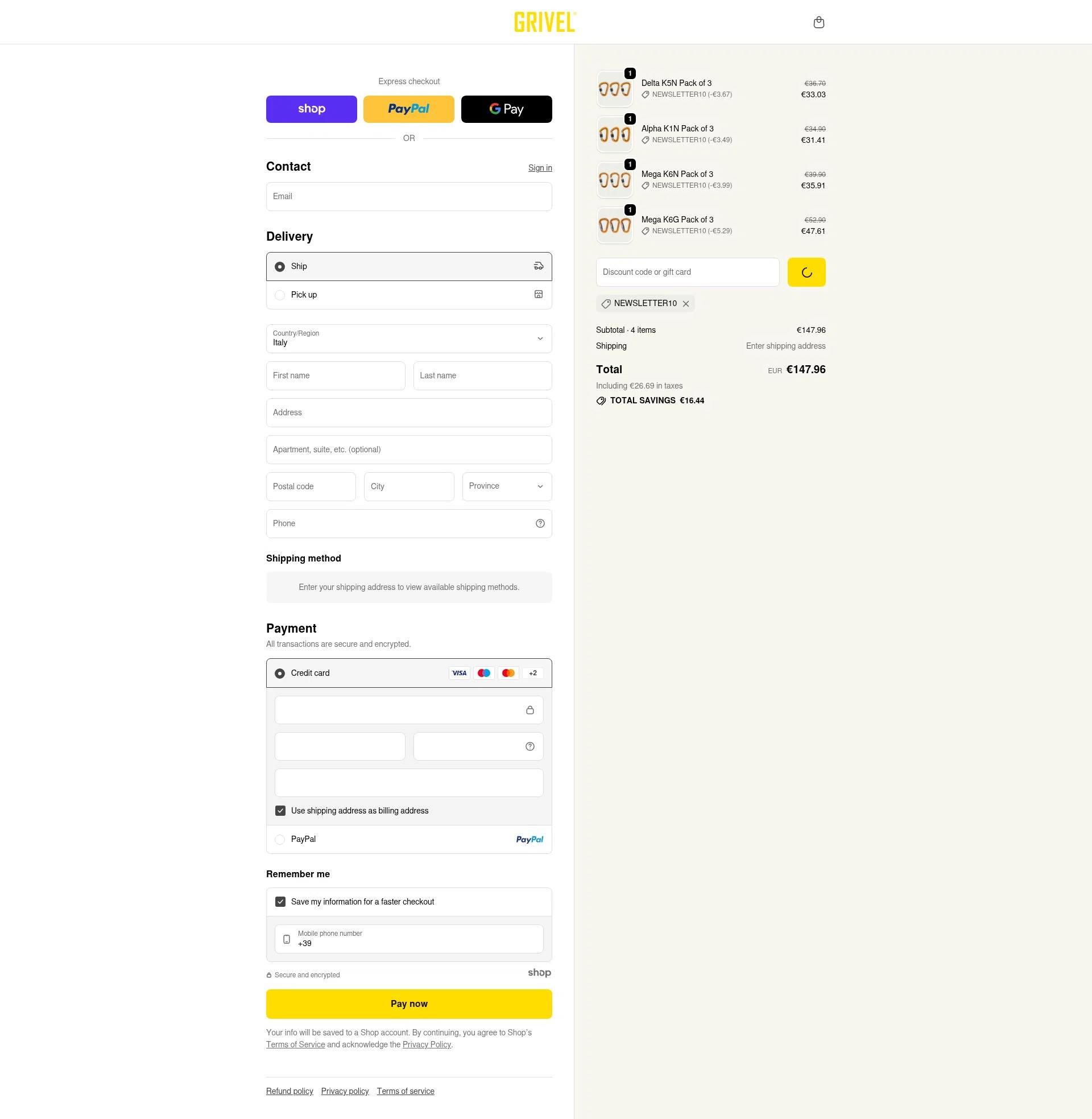 Grivel checkout page showing Grivel promo code box | Screenshot taken by SimplyCodes community member on Dec 23, 2025