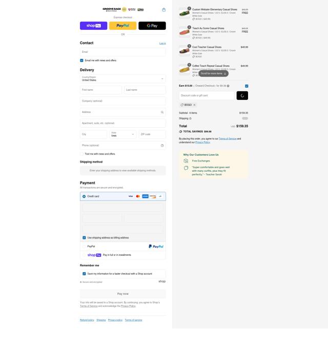 Groove Bags checkout page showing Groove Bags promo code box | Screenshot taken by SimplyCodes community member on Jul 27, 2025