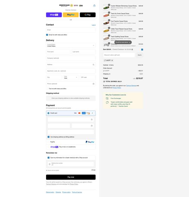 Groove Bags checkout page showing Groove Bags promo code box | Screenshot taken by SimplyCodes community member on Jul 27, 2025