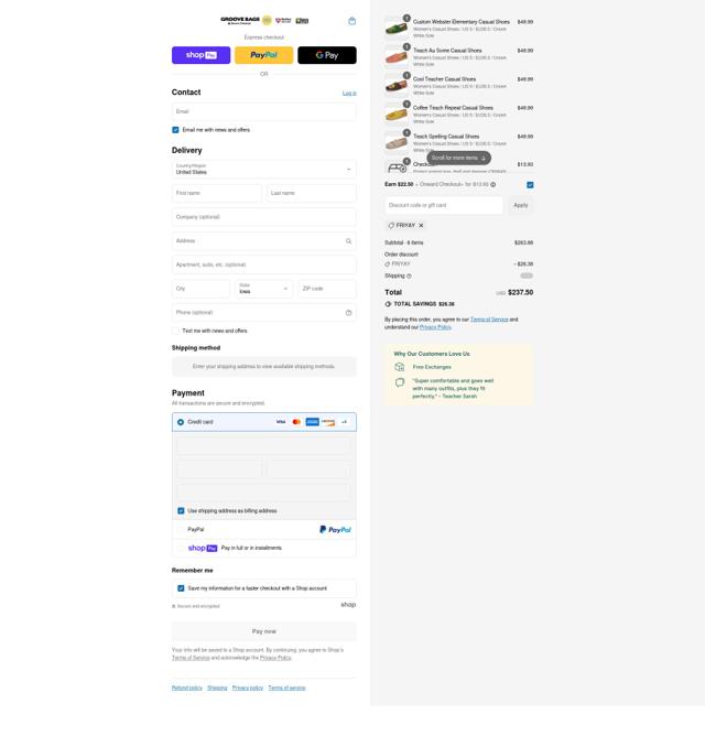 Groove Bags checkout page showing Groove Bags promo code box | Screenshot taken by SimplyCodes community member on Jul 27, 2025
