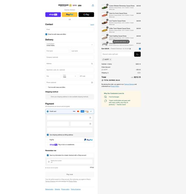 Groove Bags checkout page showing Groove Bags promo code box | Screenshot taken by SimplyCodes community member on Jul 28, 2025