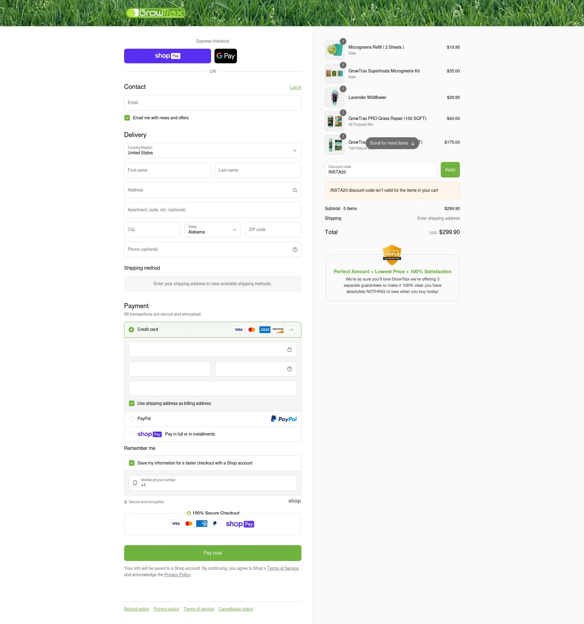 Grotrax checkout page showing Grotrax promo code box | Screenshot taken by SimplyCodes community member on May 13, 2025