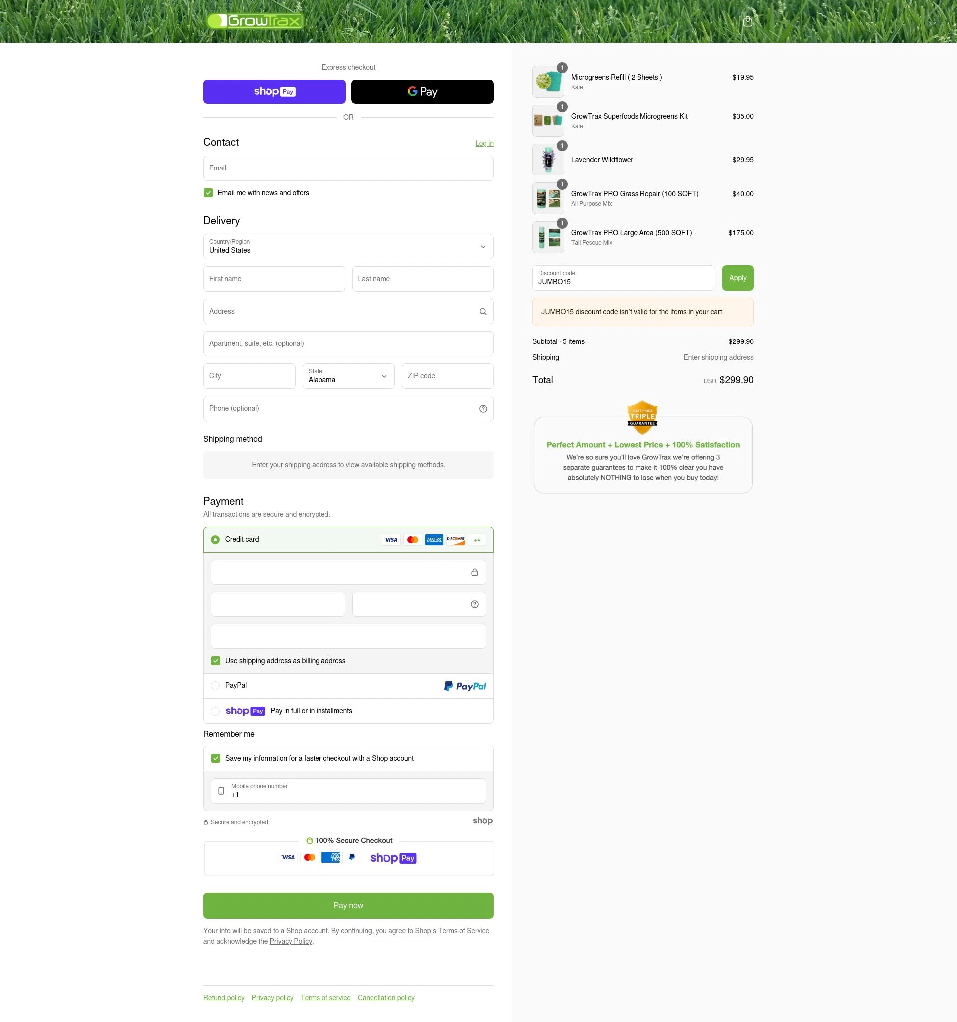 Grotrax checkout page showing Grotrax promo code box | Screenshot taken by SimplyCodes community member on May 13, 2025