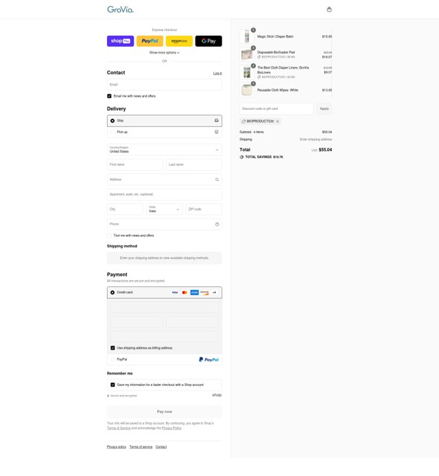 GroVia checkout page showing GroVia promo code box | Screenshot taken by SimplyCodes community member on Aug 7, 2025