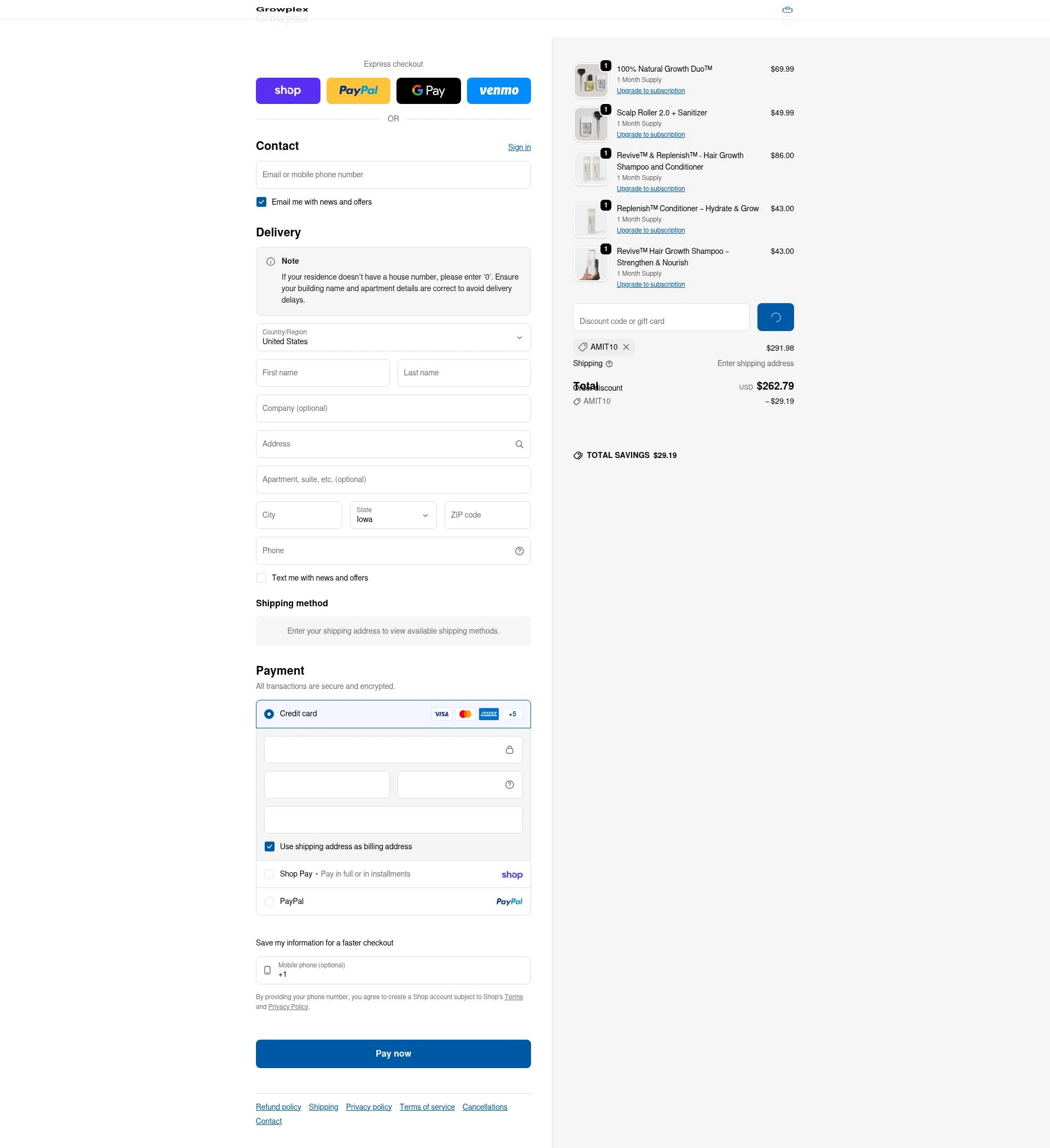 Growplex checkout page showing Growplex discount code box | Screenshot taken by SimplyCodes community member on Feb 14, 2026