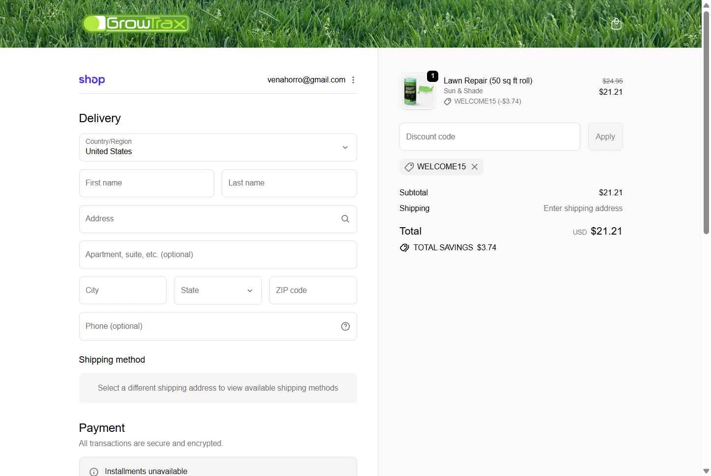Growtrax checkout page showing Growtrax promo code box | Screenshot taken by SimplyCodes community member on Jan 29, 2026