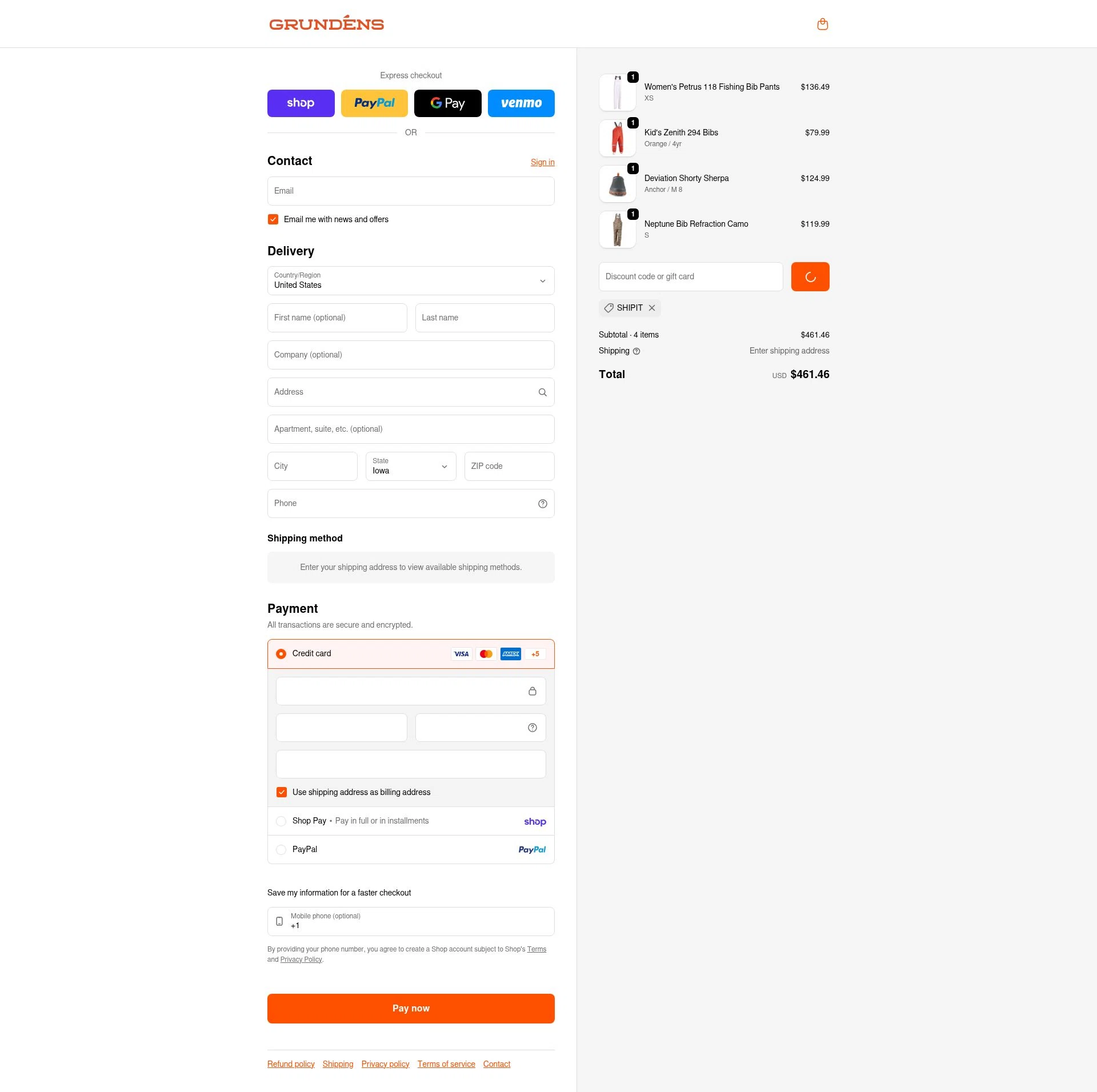 Grundéns checkout page showing Grundéns promo code box | Screenshot taken by SimplyCodes community member on Feb 19, 2026
