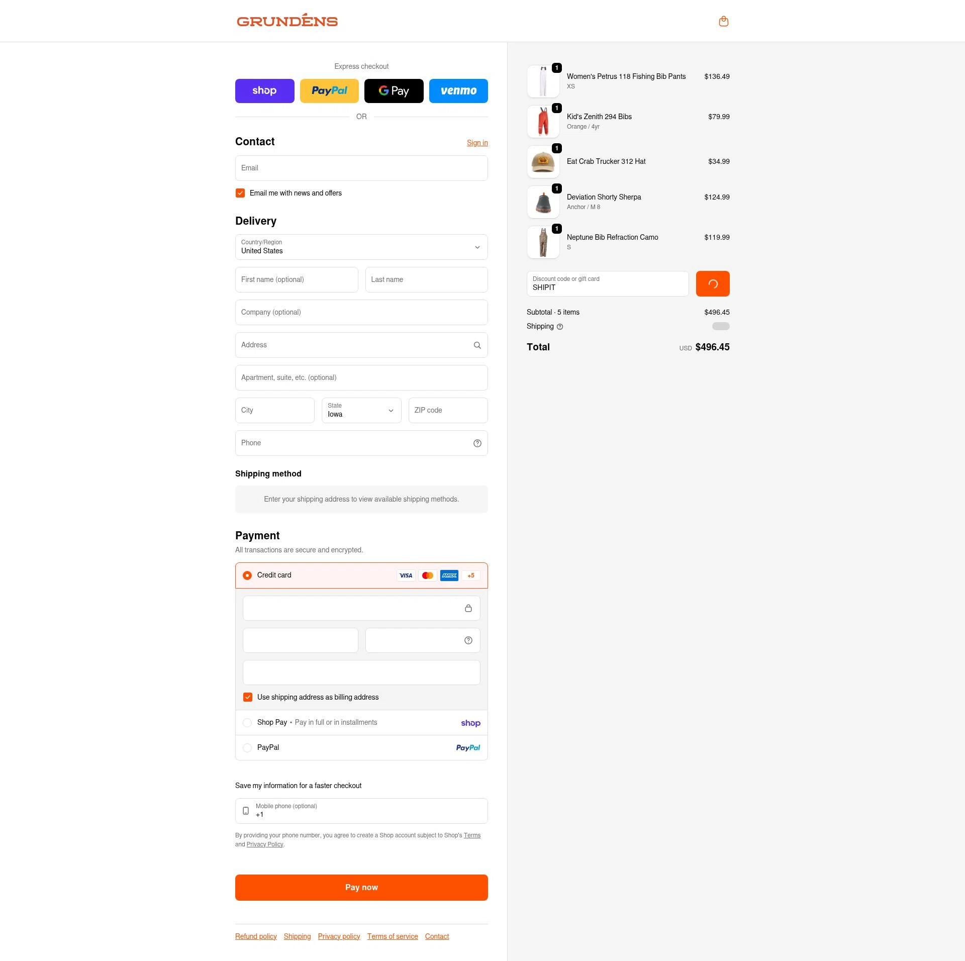 Grundéns checkout page showing Grundéns promo code box | Screenshot taken by SimplyCodes community member on Feb 11, 2026
